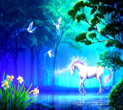 Enchanting Unicorn in a Mystical Forest