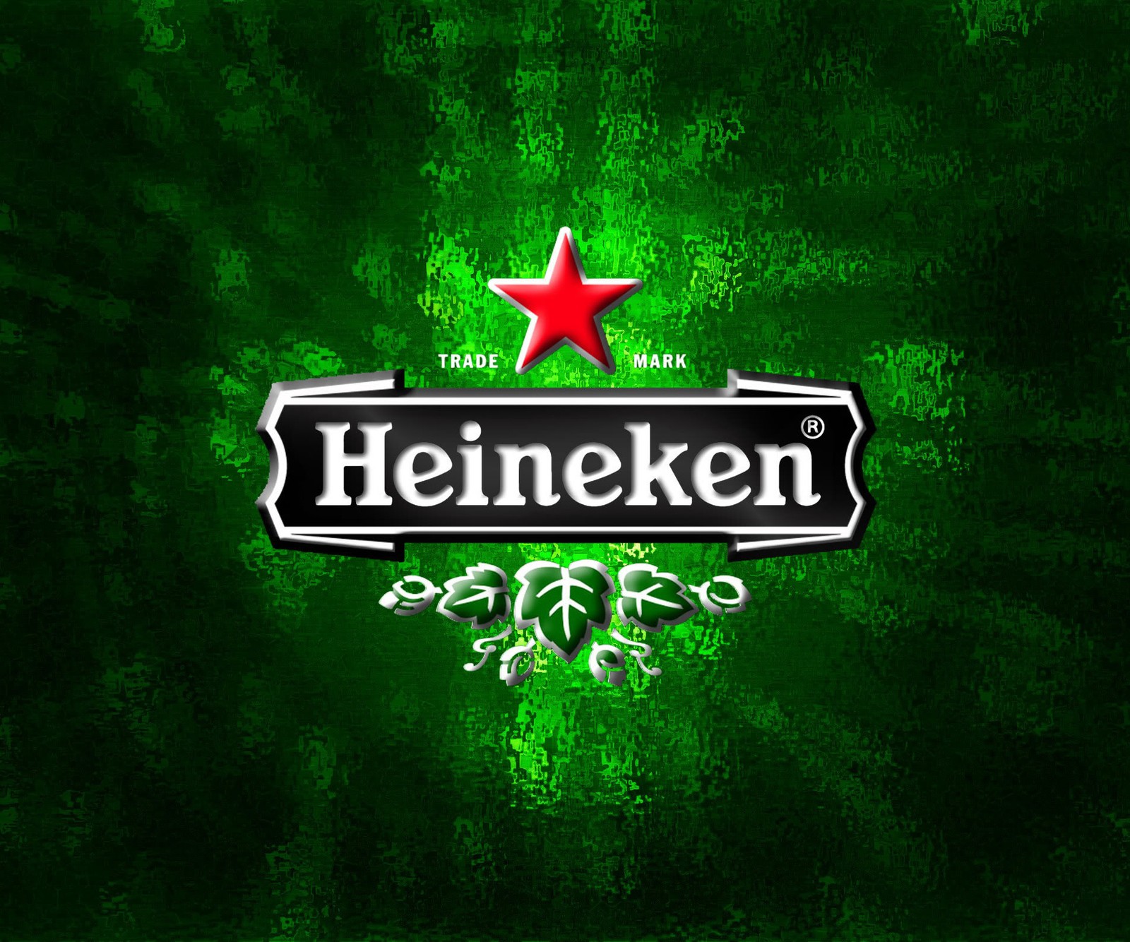 A close up of a heineken logo on a green background (beer, green, heineken, logo)