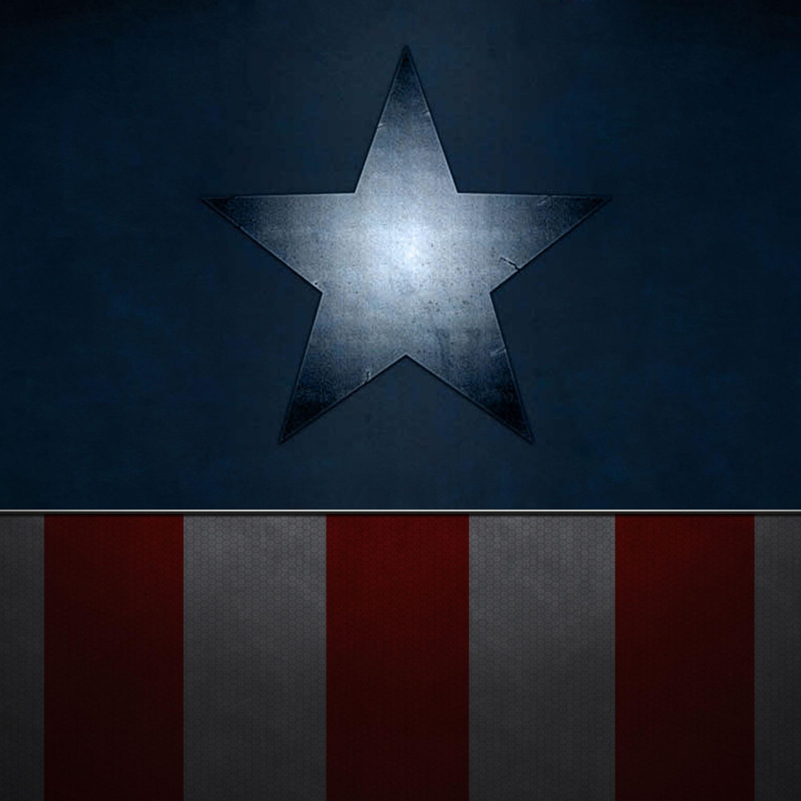 A close up of a star on a metal surface with a red and blue background (america, avengers, captain, marvel, star)