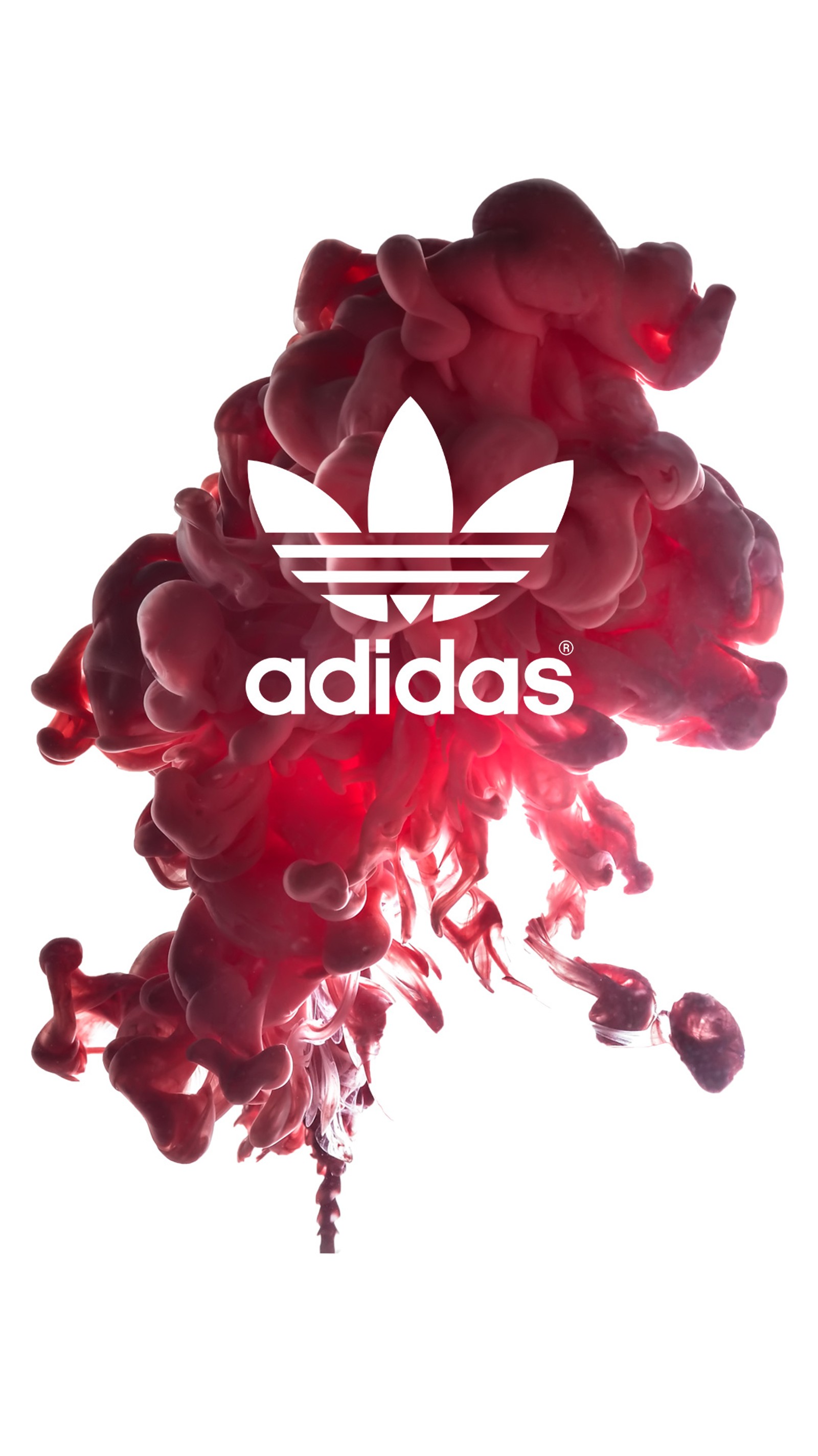 Логотип adidas с красной краской и дымом (логотип, логотипы, розовый, красный, дым)