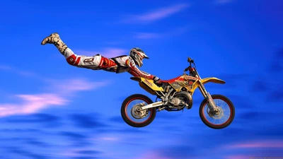 freestyle, motocross, stunt, blauer himmel, suzuki rm