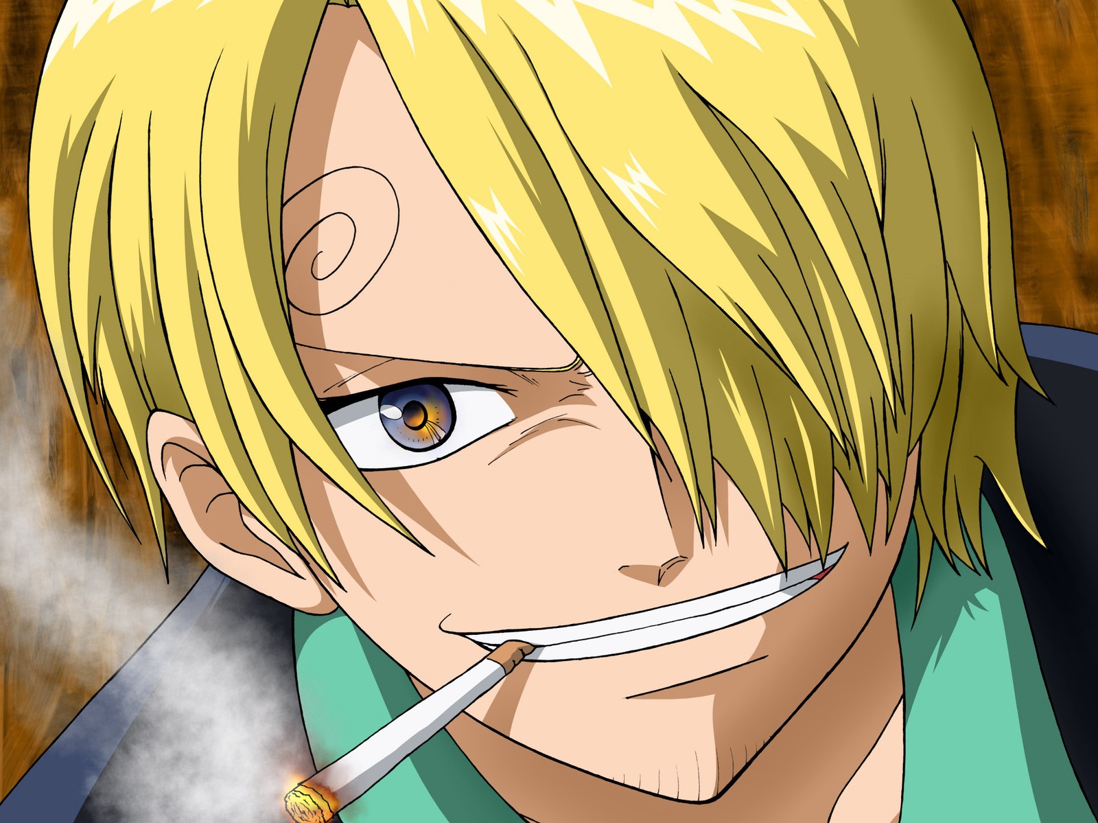 Anime guy with cigarette in mouth and cigarette in mouth (cook, one piece, sanji)