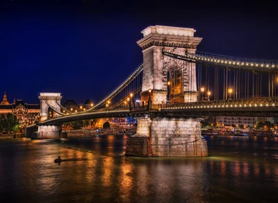 brücke, lichter, nacht