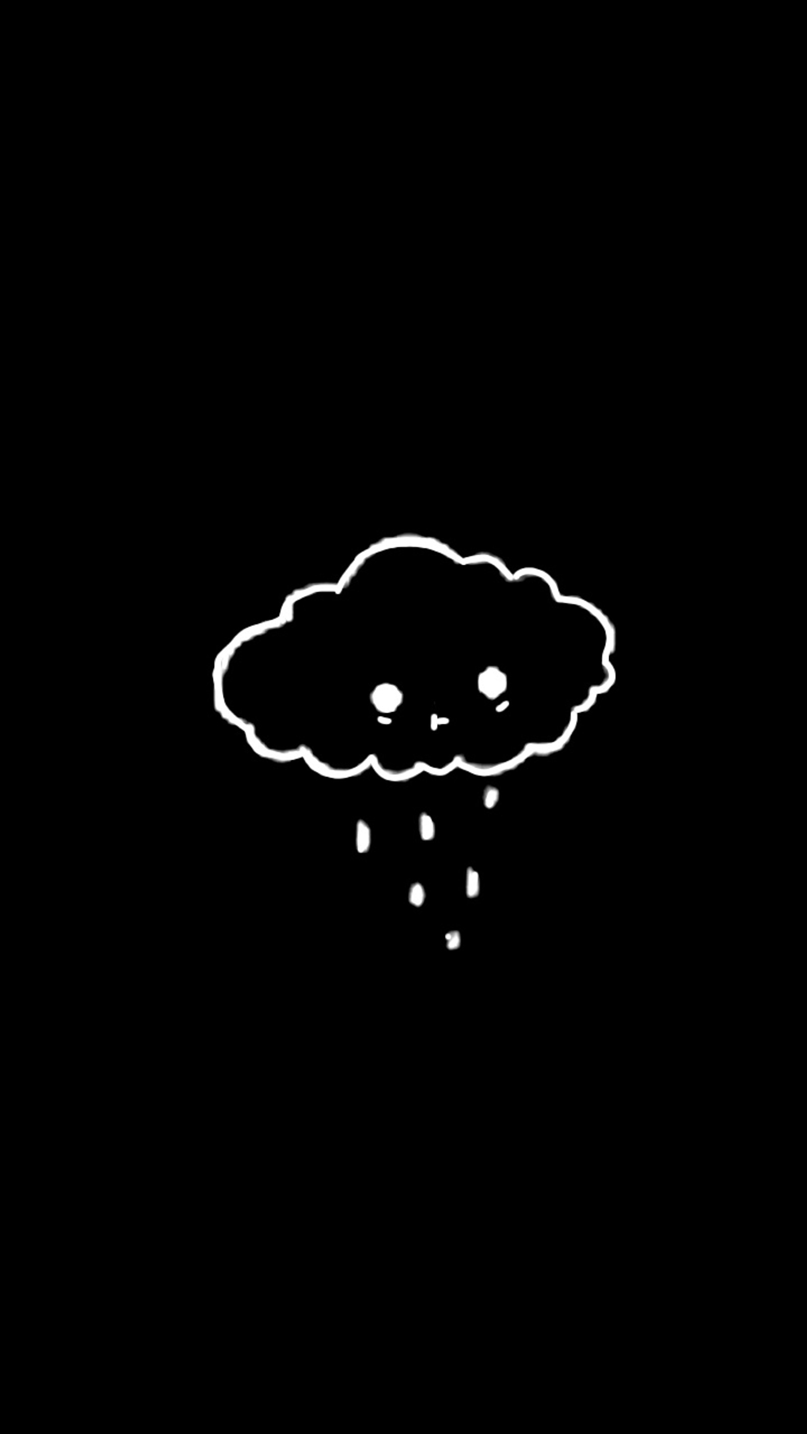 Un gros plan d'un nuage avec de la pluie qui en sort (anime, noir, clearer, nuage, mignon)