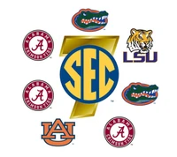 Rivalidades de futebol da SEC: Logos de Auburn, Alabama, Flórida e LSU