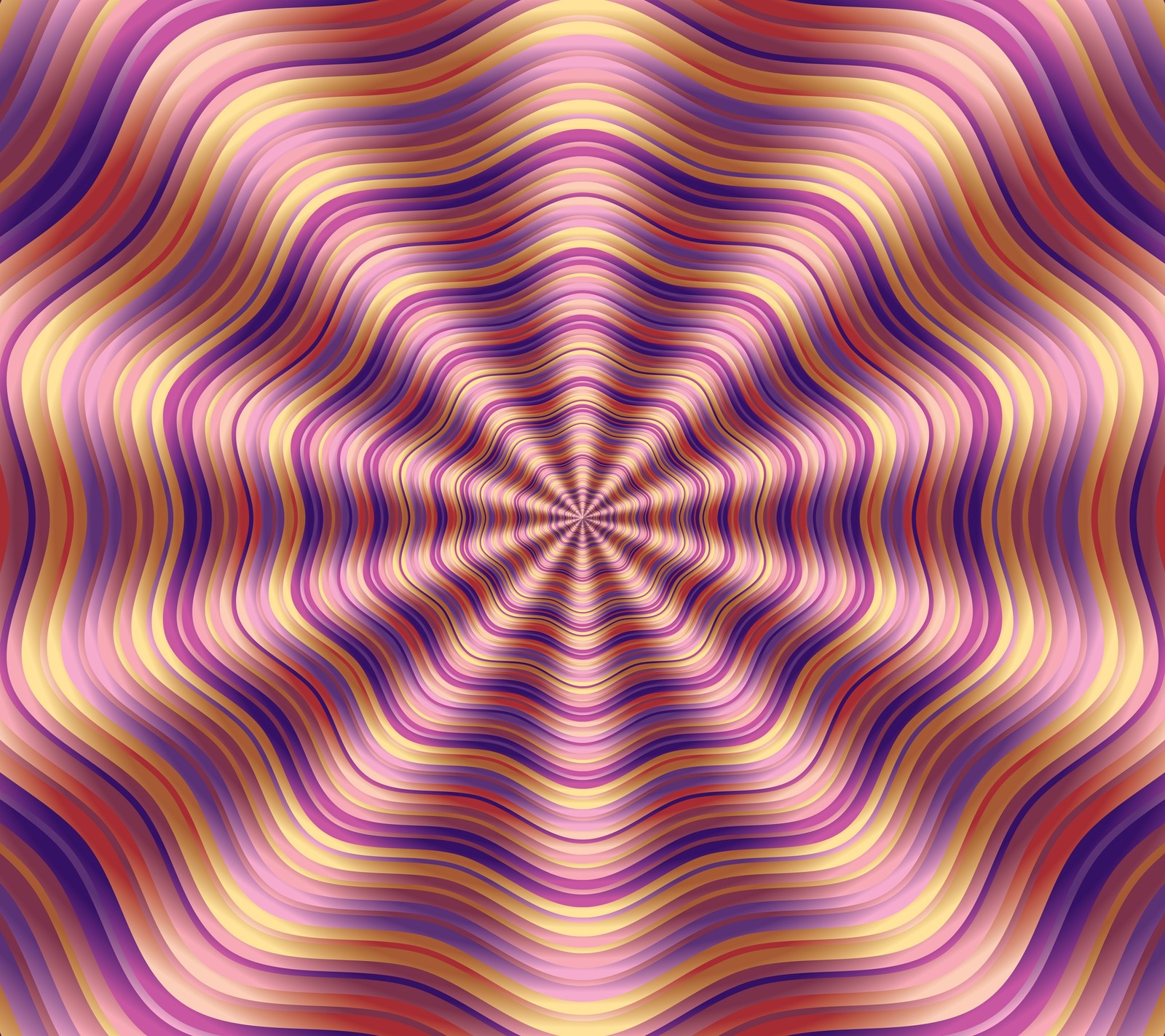 Um fundo abstrato colorido com um design circular em roxo, amarelo e vermelho (3d, abstrato, ilusão, padrão, espiral)