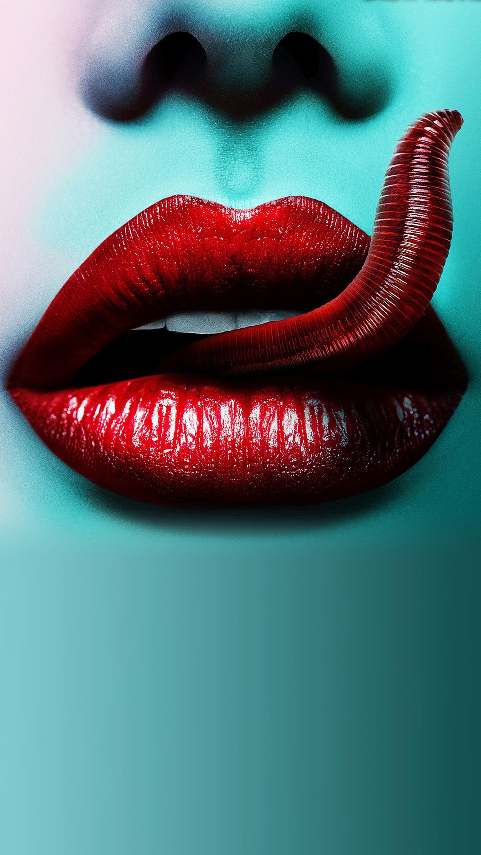 alien, death, kiss, lips, red wallpaper