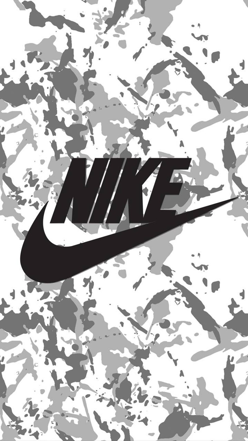 Черно-белое изображение логотипа nike на камуфляжном фоне (nike, спорт)