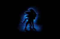 Sonic der Igel in einem mystischen blauen Glühen auf schwarzem Hintergrund