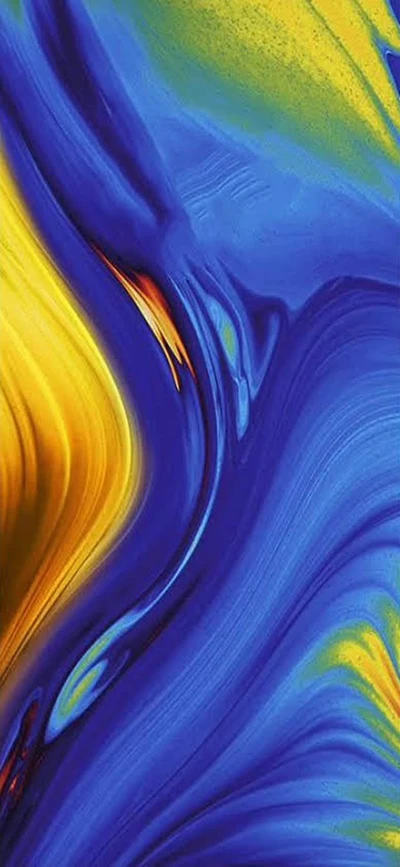 Olas abstractas vibrantes de azul y amarillo