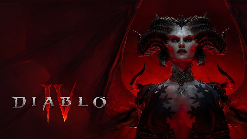 Диабло, ведьма темной стороны (лилит, diablo iv, игры 2023, diablo 4, красный фон)