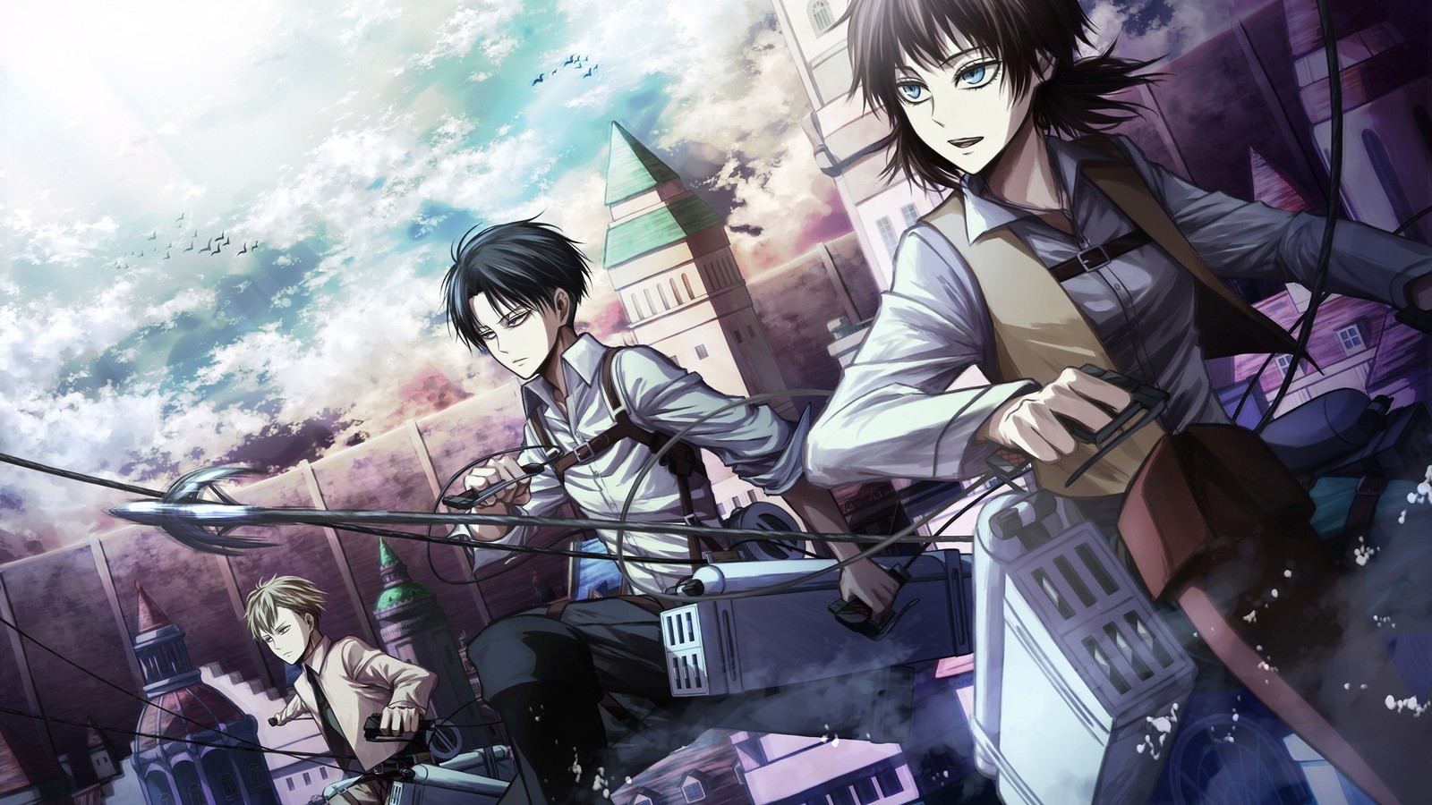 levi ackerman, isabel magnolia, furlan church, attack on titan, shingeki no kyojin wallpaper