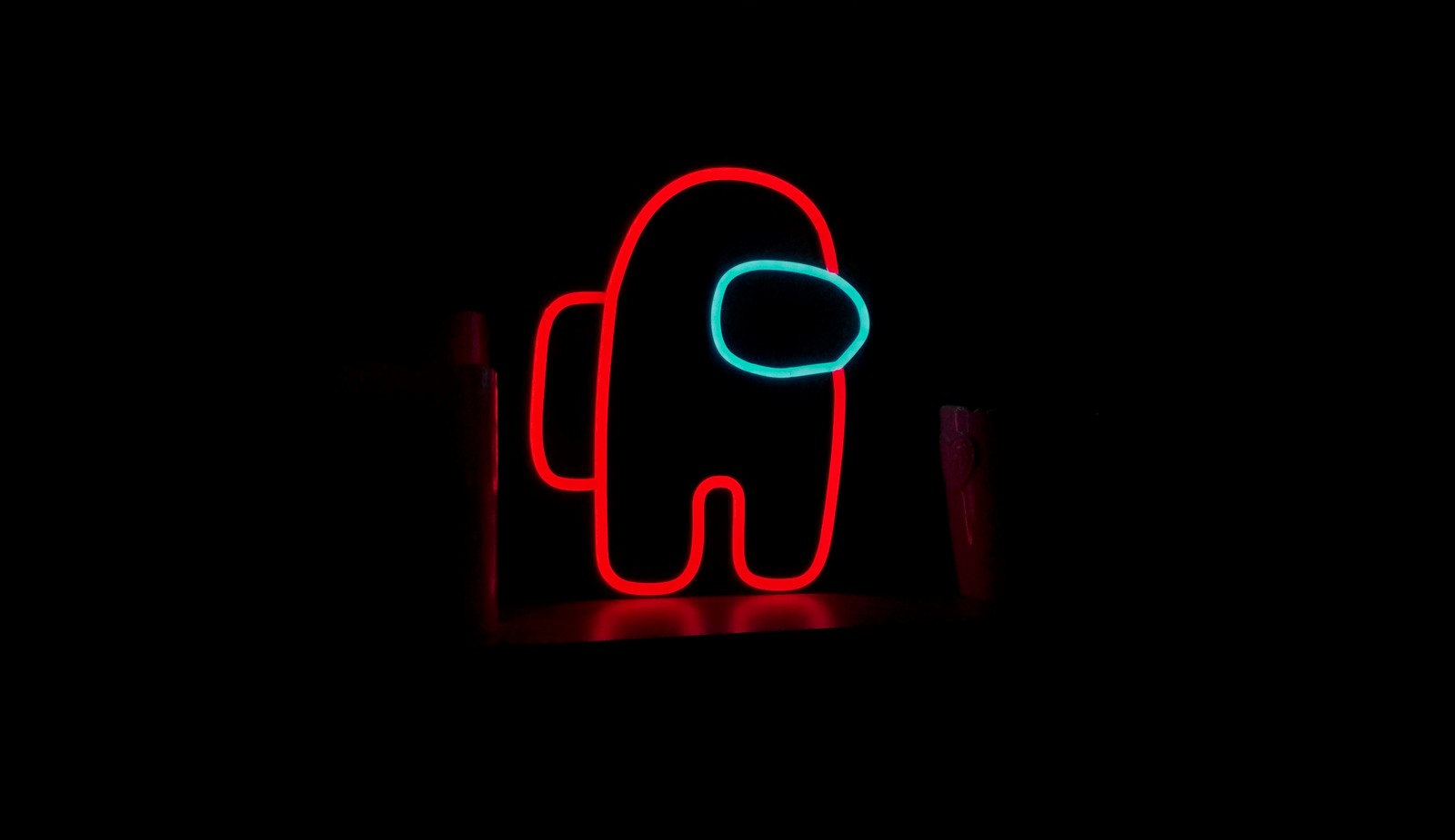 among us, amoled, neon logo, ios games, android games wallpaper