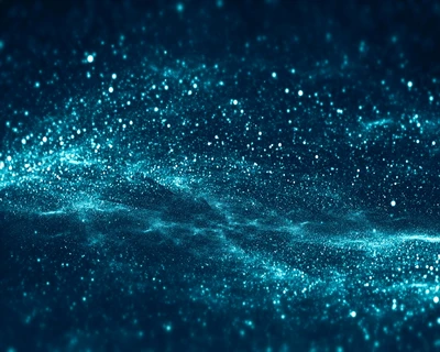 Abstract Glittering Dots in a Deep Blue Space