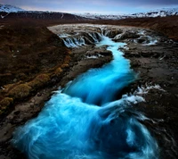 blue, waterfall