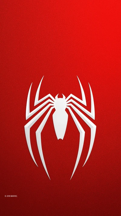 Stylized Spider Symbol on Red Background