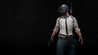 Abstrakter minimalistischer Charakter aus PUBG: Ein polygonales Tribut an PlayerUnknown's Battlegrounds