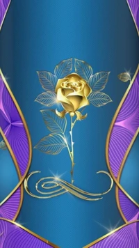 blau, blume, gold, gold rose, liebes hintergrundbild