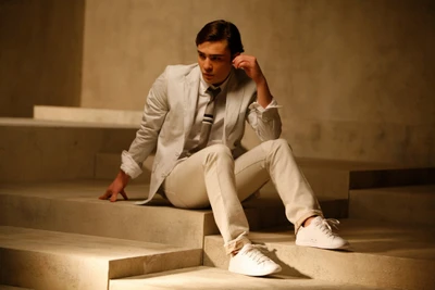 Elegant Gentleman in Formal Attire with Casual Sneakers