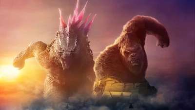 годзилла против конга новая империя, godzilla x kong the new empire, 8k, постер фильма, 2024 фильмы