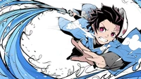 Tanjirou Kamado Unleashing Water Breathing Techniques in Demon Slayer