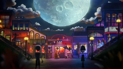 Nuit au clair de lune dans une attraction touristique vibrante