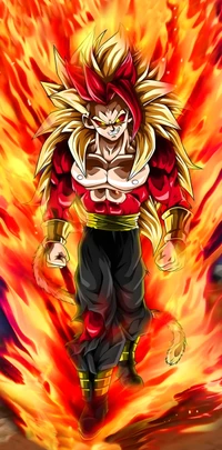 Transformation épique Saiyan : Goku en forme de Super Saiyan enflammée