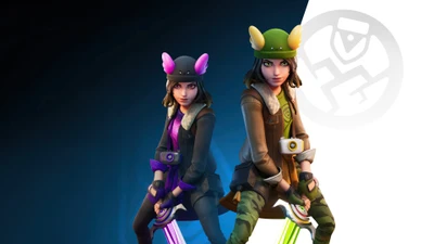 Skye em skins de sombra e fantasma do Fortnite Battle Royale