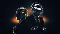 Daft Punk: Iconic Duo in Dark Aesthetic