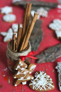 Pau de canela e guloseimas festivas de gengibre