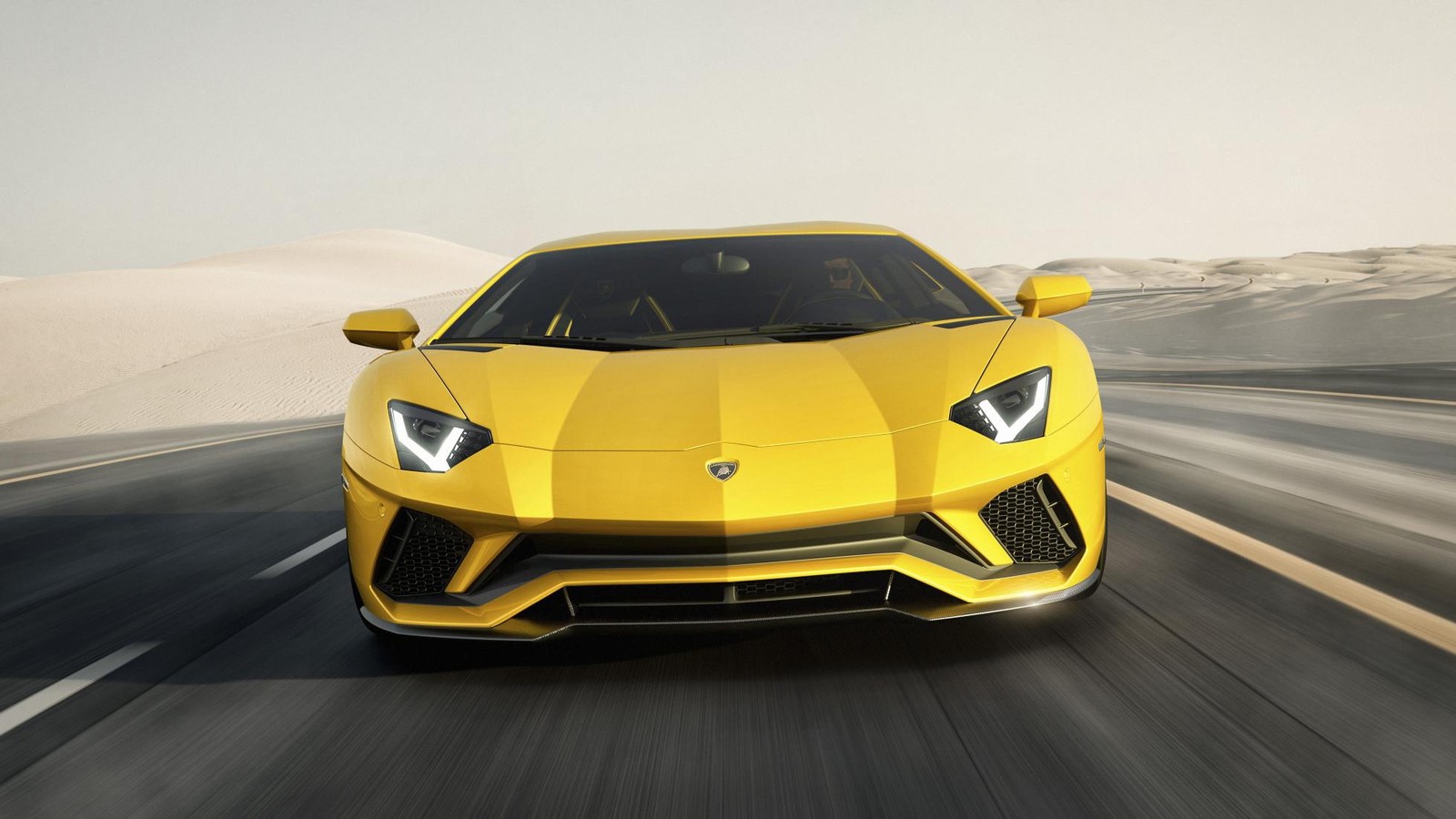 The lamb lamb gt is driving on a road in the desert (lamborghini, sports car, car, supercar, lamborghini aventador)