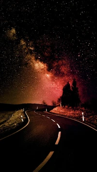 Starlit Road: A Serene Journey Under the Milky Way