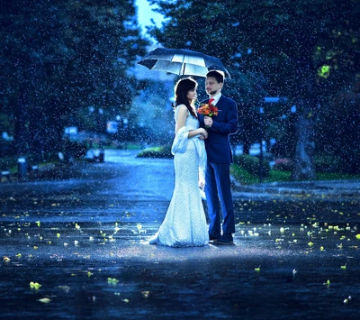 couple in rain, amor, lluvia