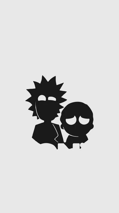 rick and morty, rick, morty, silhouette, black white