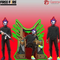 Free Fire Charakter mit Clownmaske und futuristischem Thron