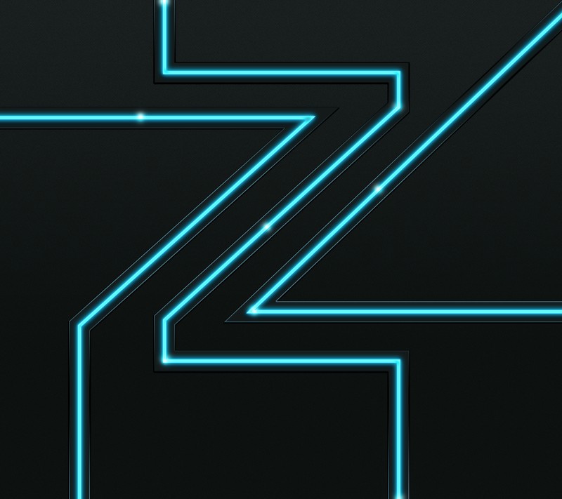 Близкий план черного фона с синим неоновым логотипом z (android, htc, неон, zedge)