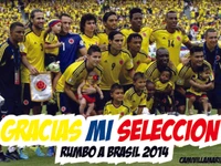 A seleção nacional da Colômbia celebra sua jornada para o Brasil 2014