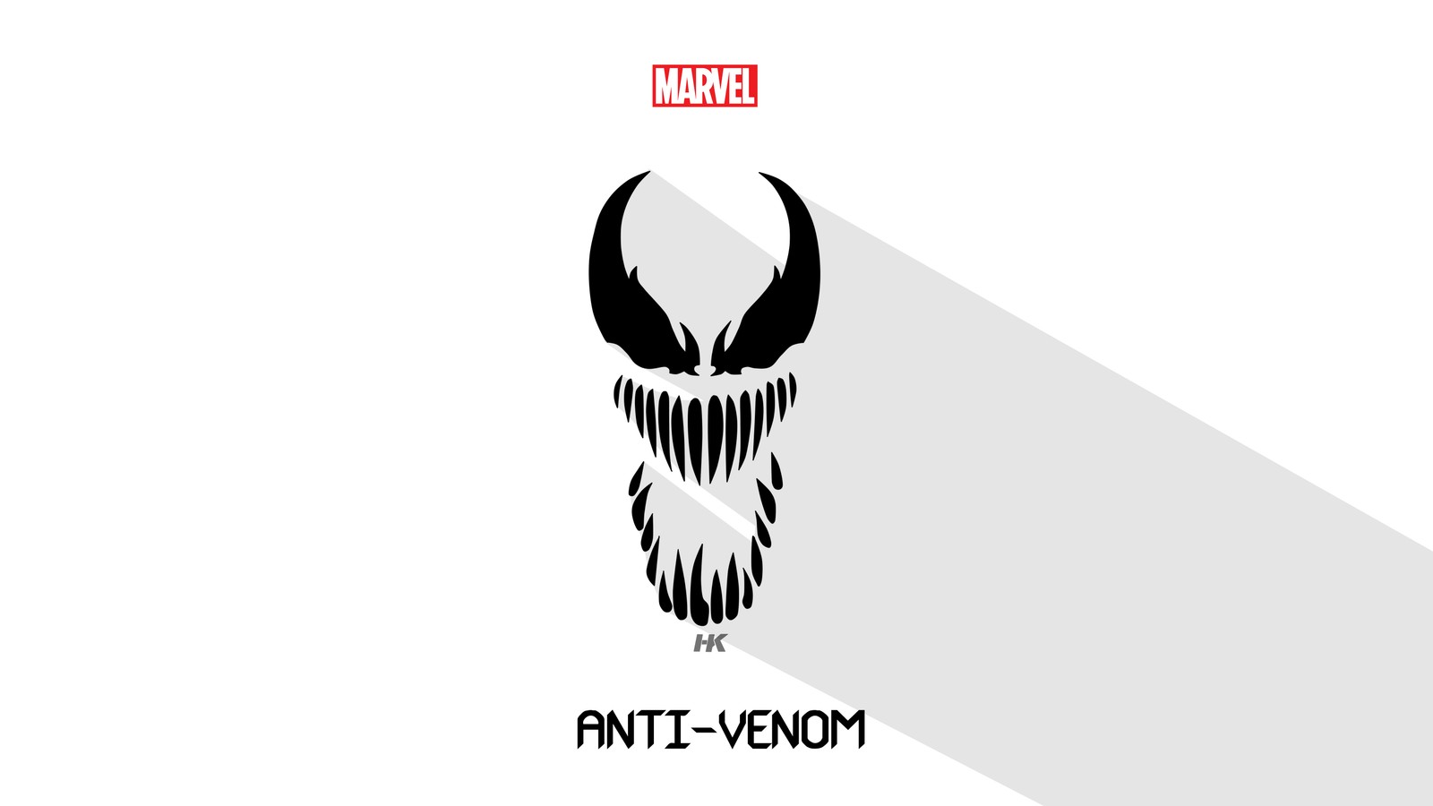 Un gros plan d'un logo noir et blanc avec une tête cornue (marvel, affiche, vecteur)