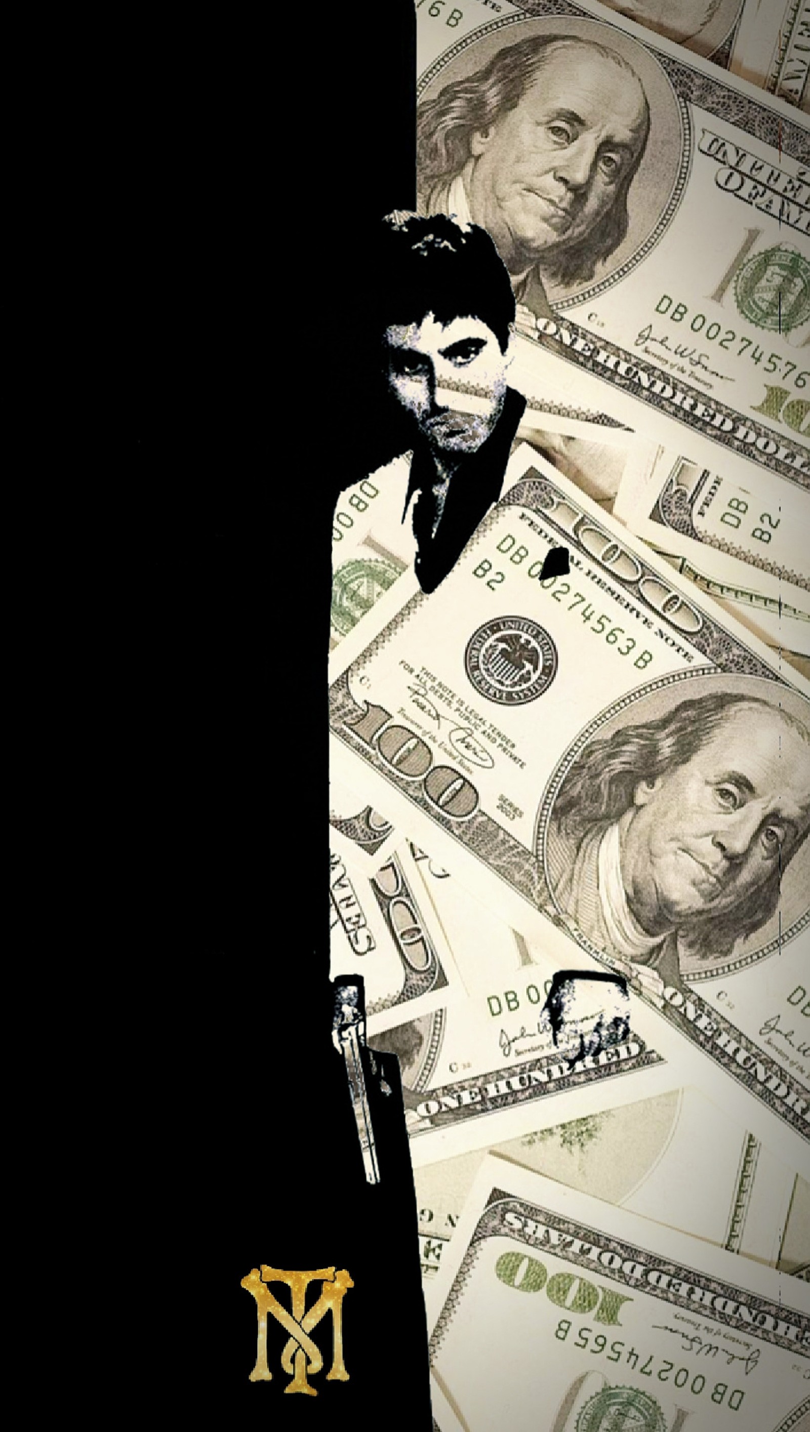 Baixar papel de parede al pacino, benjamins, preto, moeda, ouro