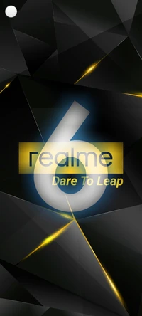 Realme 6: Diseño negro y amarillo con el lema "Atrévete a saltar