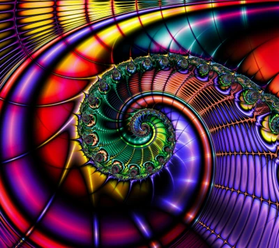 Espiral fractal colorida en tonos de arcoíris