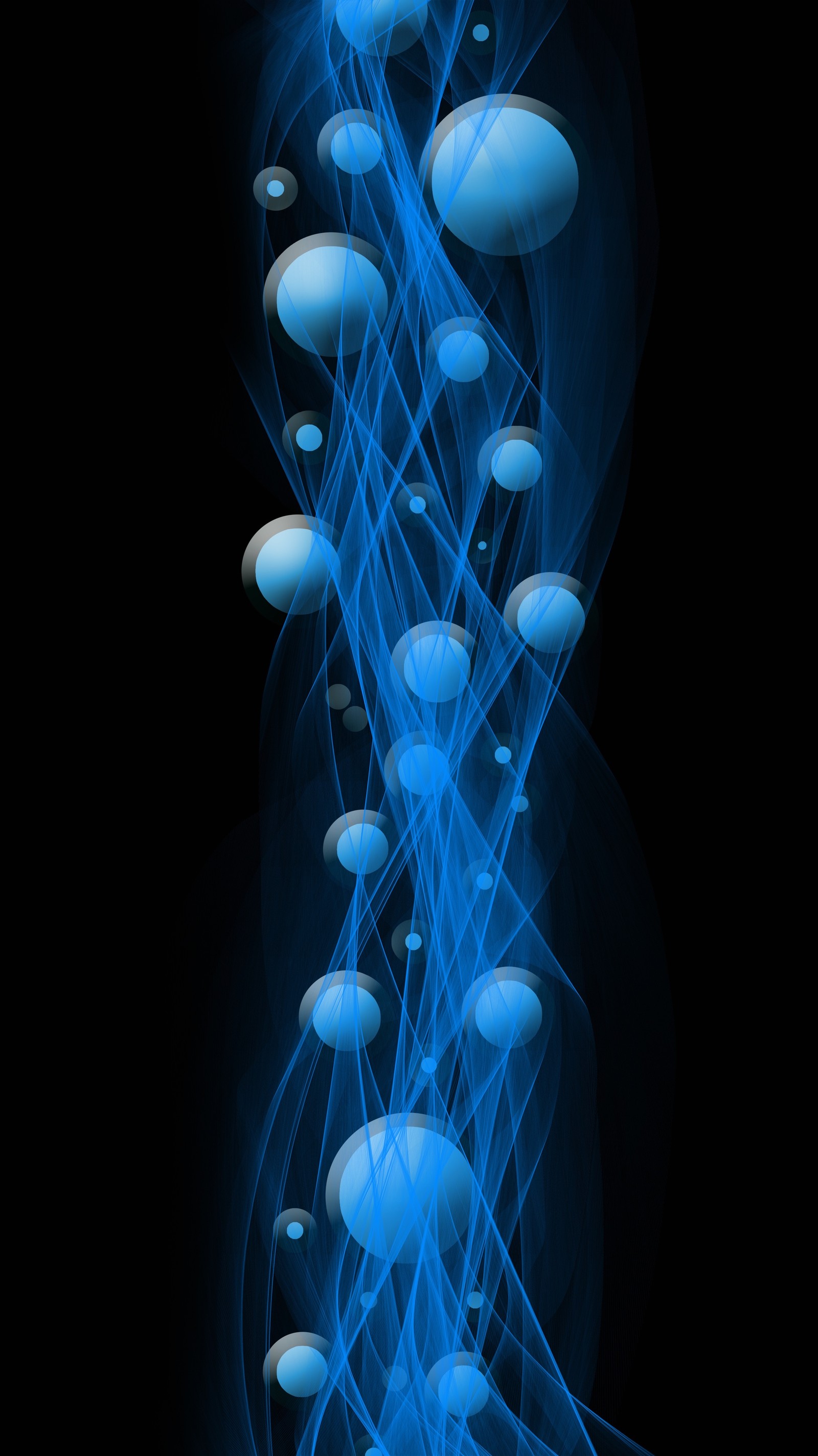 A close up of a blue and black background with bubbles (quantum mechanics, particle, blue, water, electric blue)