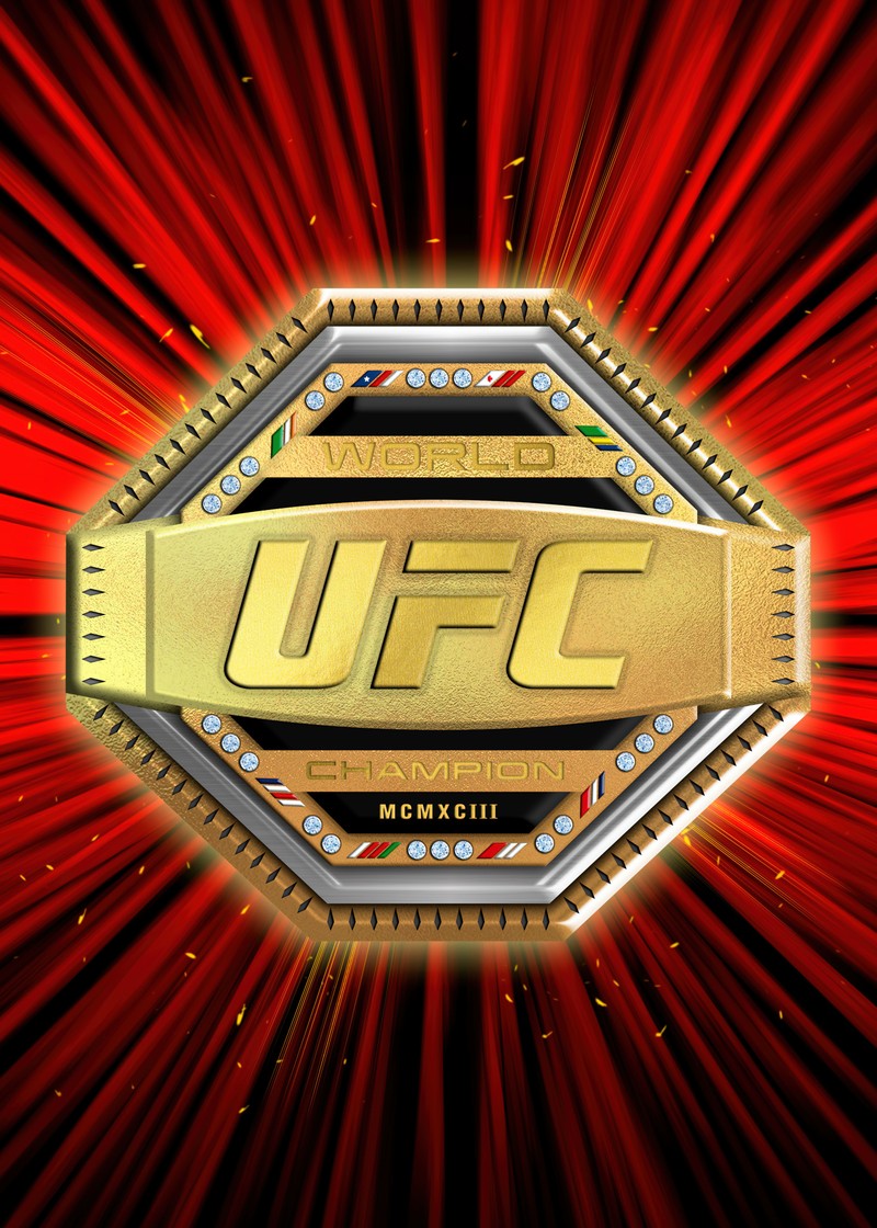 Крупный план золотого логотипа ufc на красном фоне (абсолютный бойцовский чемпионат ufc, логотип, спорт, обои 4k)