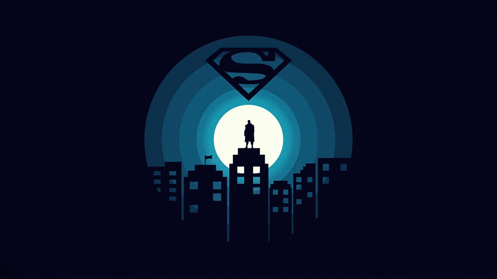 Um fundo azul escuro com um logotipo de superman nele (superman, quadrinhos, super herói, minimalista, minimalismo)