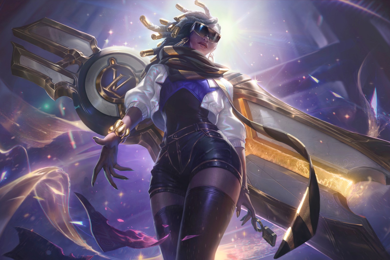 Una mujer con un atuendo negro sosteniendo una espada y una espada (senna, league of legends, juegos, fondo de pantalla 4k)