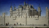 Majestuoso castillo medieval con agujas góticas y muros históricos