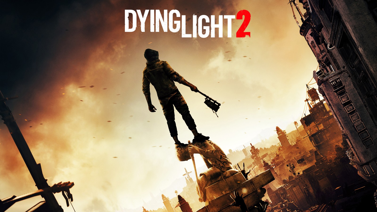 Постер мужчины, стоящего на вершине здания (умирающий свет 2, dying light 2, видеоигра)