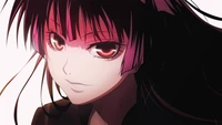 Striking Anime Character with Pink Highlights and Intense Gaze