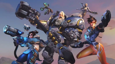 Overwatch 2 Helden Vereinen Sich: Reinhardt, Tracer, Mei und Mercy in Aktion