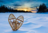 Tranquil Winter Morning at Lake Superior with Snowshoes